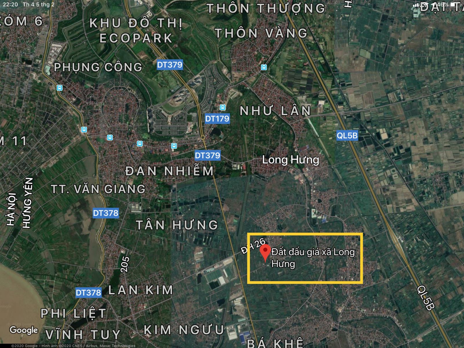 vị trí khu đất đấu giá Long Hưng huyện Văn Giang tỉnh Hưng Yên